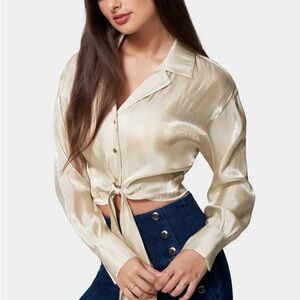 Bebe Shiny Chiffon Top